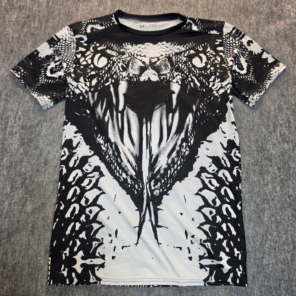 Under Armour HeatGear Snake Graphic Compression Shirt Mens XL Black White